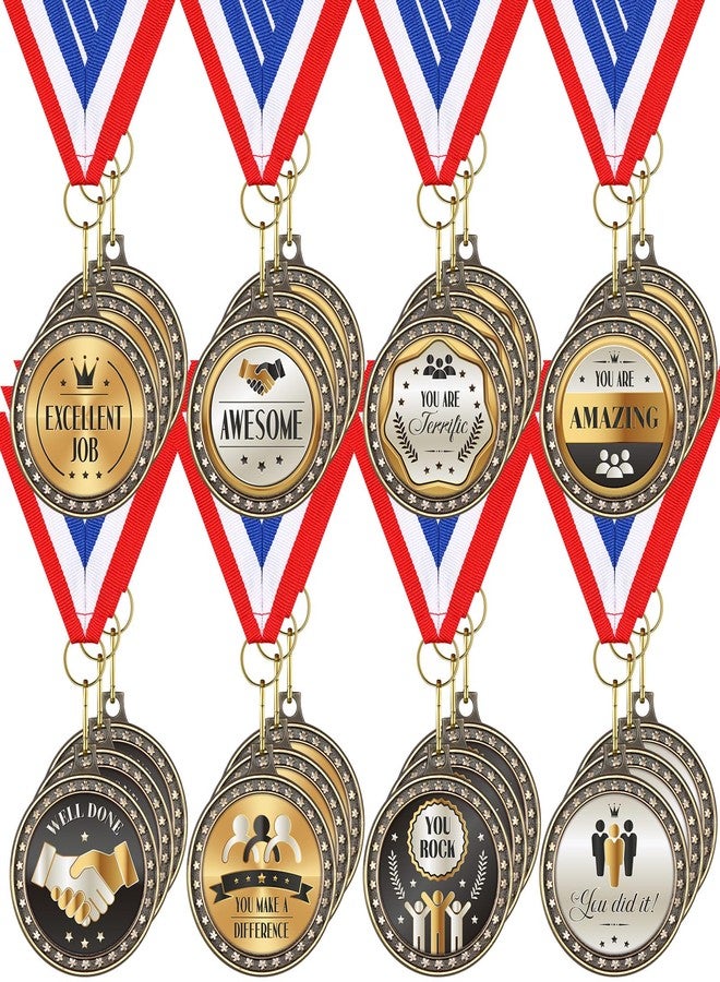 Ecation 24 Pcs 2'' Appreciation Award Medals Thank You Medals Employee Gifts Bulk with Red White Blue Neck Ribbon Office Party Awards Team Appreciation Present for Employee Colleague Retirement - Image 1