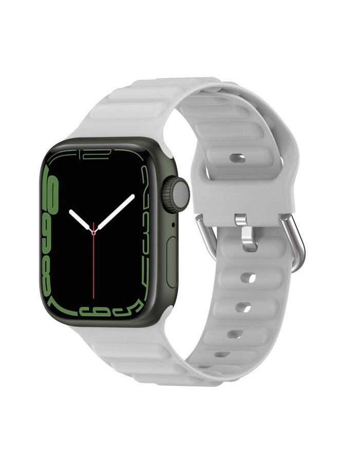 Generic - Replacement Strap Ocean Ripple Watch Band For Apple Watch Series 8&7 41mm / SE 2&6&SE&5&4 40mm Light Grey - Image 1