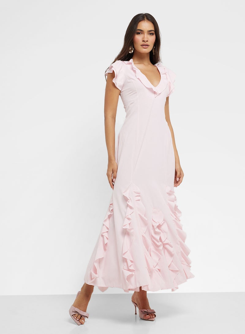 ELLA Ruffled Trim Maxi Dress  - Image 4