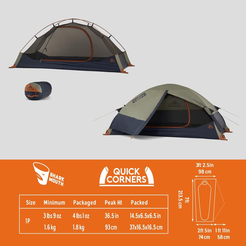 Kelty Late Start 1P Backpacking Tent â€“ Lightweight Solo Camping Tent Shelter with Quickcorners, Aluminum Poles, Waterproof Poly Fly, Updated for 2024 (1 Person) - Image 2