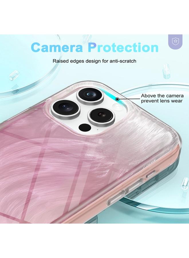 S-TOP Case For iPhone 15 Pro Max IMD Gradient Feather PC Hybrid TPU Phone Case - Image 4