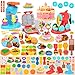 Aprilwolf 70 PCS 4 in 1 Dough Sets for Kids Ages 348 Art Crafts Dough Tools Kit Ice Cream Playset Noodle Hamburger Cake Maker Machine Kitchen Creations Food Play Toys Toddlers Boys Girls - Image 3