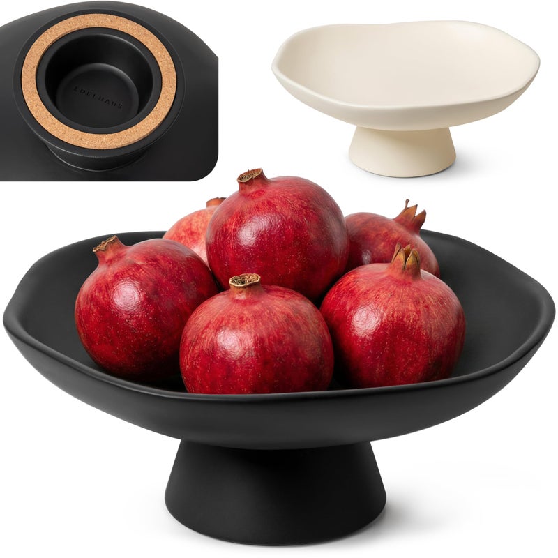 EDELHAUS Modern Concrete Fruit Bowl for Kitchen Counter â€“ Decorative Pedestal Bowl, 11.2â€ Wide Minimalist Fruit Tray for Home DÃ©cor, Table Decor, Entryway Key Bowl - Image 1