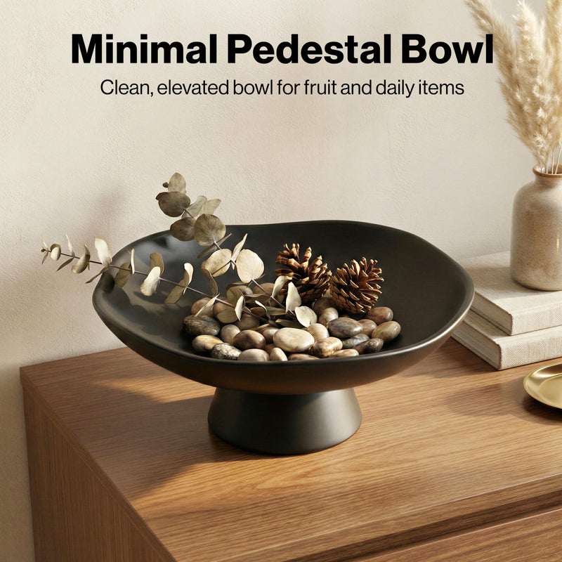 EDELHAUS Modern Concrete Fruit Bowl for Kitchen Counter â€“ Decorative Pedestal Bowl, 11.2â€ Wide Minimalist Fruit Tray for Home DÃ©cor, Table Decor, Entryway Key Bowl - Image 5