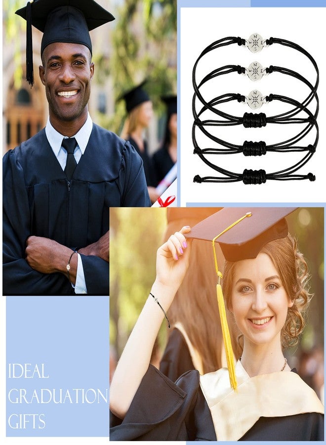 Woanger 50 Sets Graduation Bracelets Bulk 2025 Christmas Graduation Gifts Adjustable Bracelet with Card for Grad Students(Lovely,Black) - Image 4