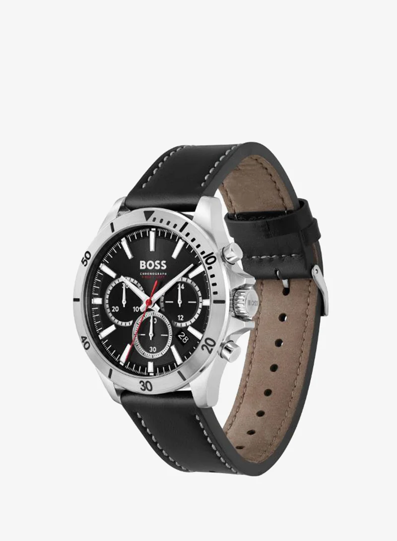 BOSS  Troper Collection Chronograph Quartz Watch For Men With Black Leather Strap - 1514055 for Men | Best Price UAE
