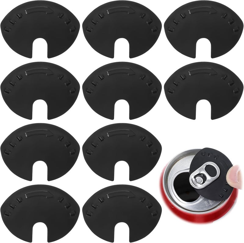 Ymapinc 10pcs Soda Can Covers Lids, Plastic Top Cap Protectors, Spill Guards for Soda, Beer, Coke, Juice, and Beverages, Black, Prevents Spills - Image 1