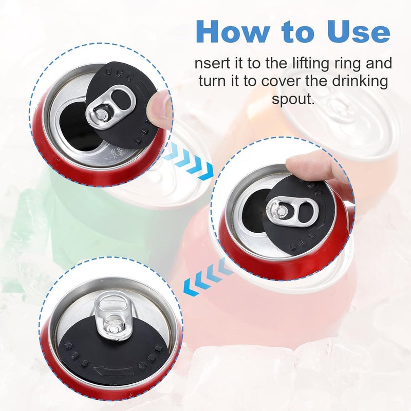 Ymapinc 10pcs Soda Can Covers Lids, Plastic Top Cap Protectors, Spill Guards for Soda, Beer, Coke, Juice, and Beverages, Black, Prevents Spills - Image 3