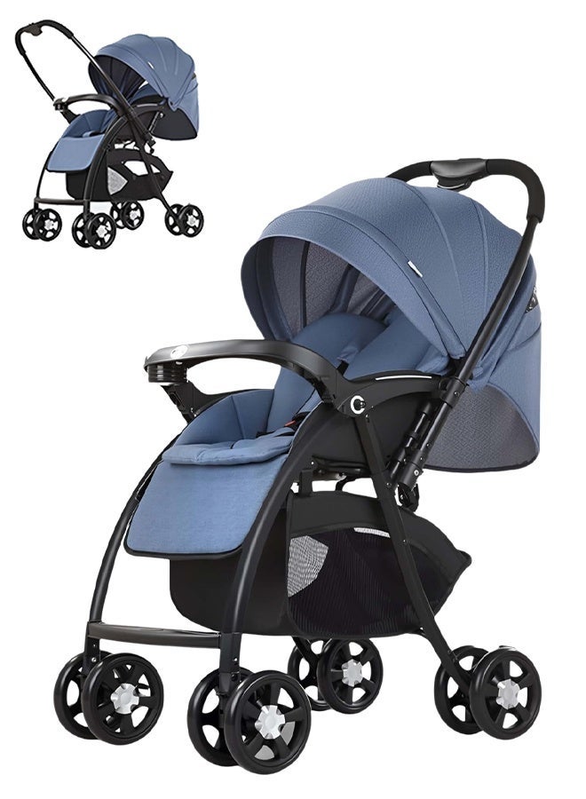 حبونا عربة أطفال قابلة للعكس بمقبض مزدوج الاتجاه — نظام امتصاص صدمات، مظلة كبيرة، حزام أمان بخمس نقاط وتصميم خفيف قابل للطي - Image 1