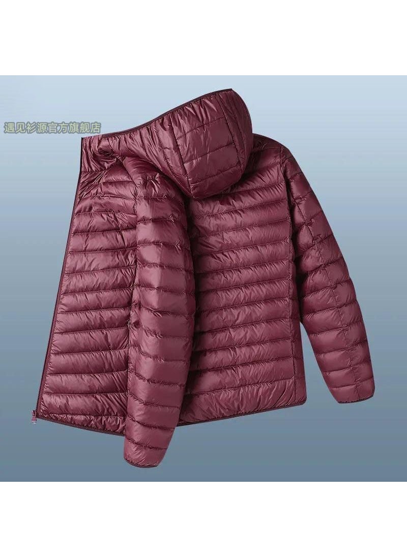 Generic - Slim Winter Jacket for Men Trendy Weatherproof Coat Wine red hooded [special sale for 1 day]] - Image 1