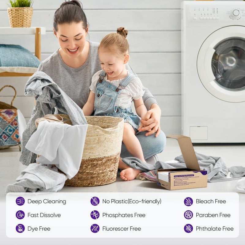 Fisroa Lavender Laundry Detergent Sheets Travel Eco-friendly 300 Loads Clothes Washing Detergent Sheets Plastic-Free Washer Strips Liquidless Laundry Strips Tablet - Image 2