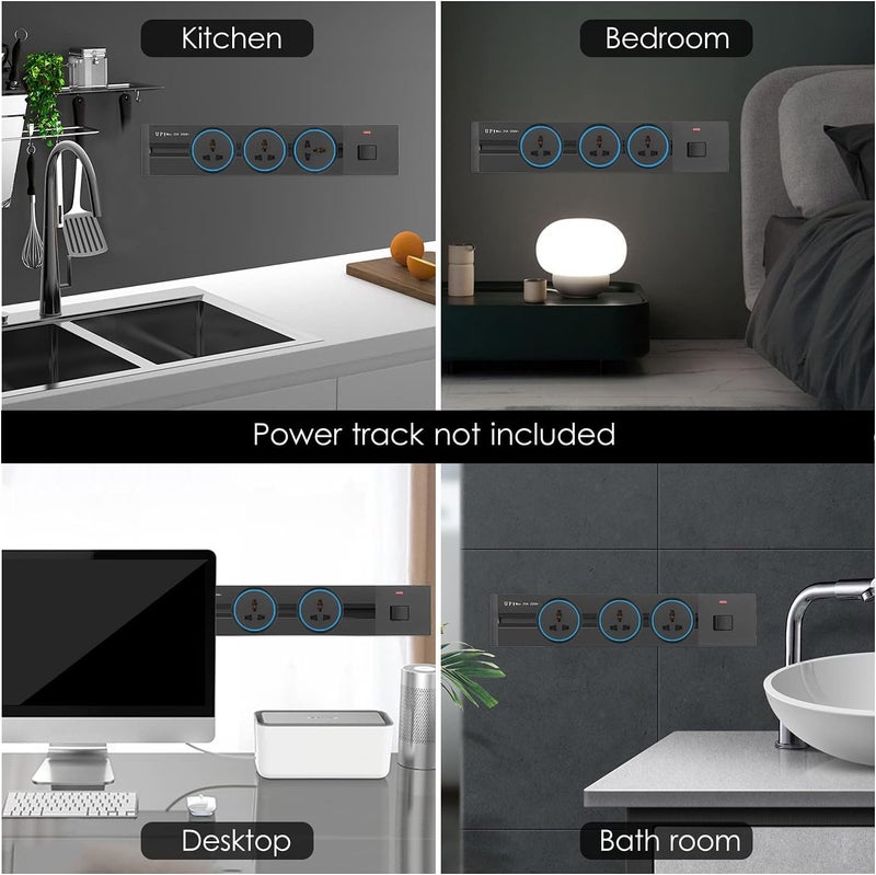 European standard strip for Track Railway Universal 3-Pin Track Socket Adapter for Smart Wall Electrical Power Track plugs, Light Grey - Image 3