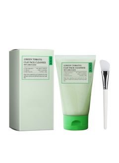 Green Tomato Clay Mask Cleanser Face Wash With Smudge stick, Pore Purifying with 49% Green Tomato Extract, Sebum & Clogged Pore Care, Exfoliation, Fragrance-Free, Vegan & Dermatologically Tested, 120g