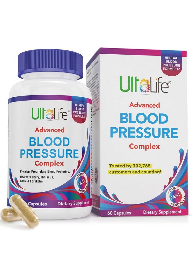 ULTALIFE Blood Pressure Supplements - Advanced Blood Pressure Supplement Complex - Hawthorn Berry, Hibiscus, Garlic, Forskolin - 14 Vitamins & Herbs, 30 Day Supply in Veggie Capsules - Image 1