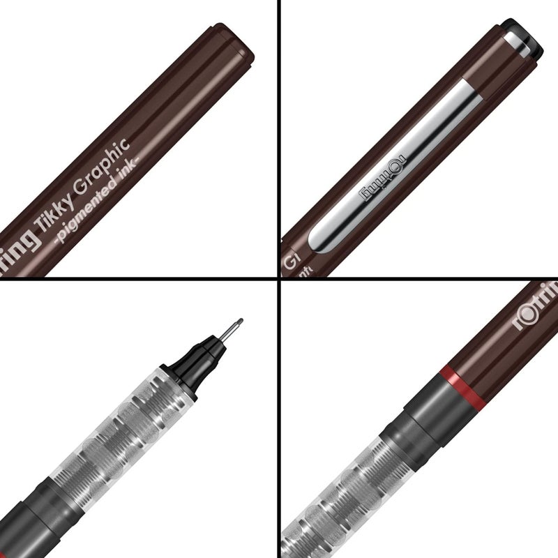 Rotring 0.1mm, 0.2mm, 0.3mm, 0.5mm, 0.8mm Line Thickness Tikky Graphic Fineliner with Black Pigmented Lightfast And Water Resistant Ink For Long Life Drawings, Sketching, Non-Refillable, 5 Pen Set - Image 5