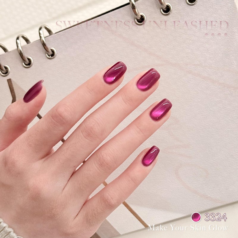 GAOY Pink Cat Eye Gel Nail Polish Set with Magnet 6 Colors, Holography for Valentine's Date Night Nails, Sweet & Spicy DIY Manicure - Image 4