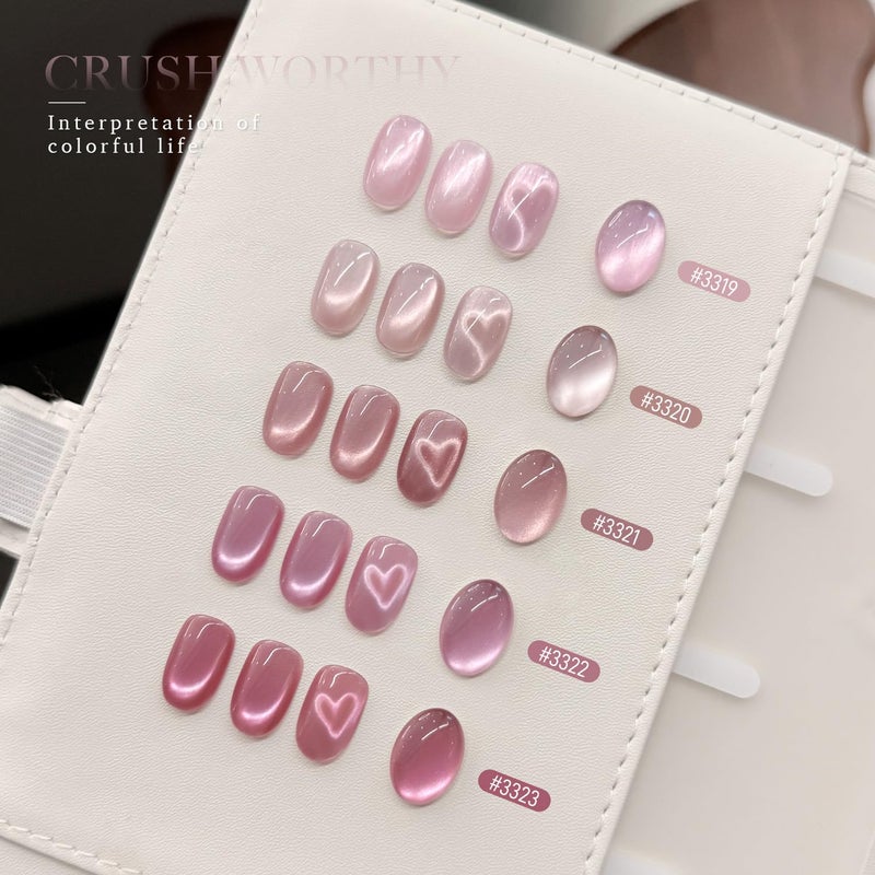 GAOY Pink Cat Eye Gel Nail Polish Set with Magnet 6 Colors, Holography for Valentine's Date Night Nails, Sweet & Spicy DIY Manicure - Image 5