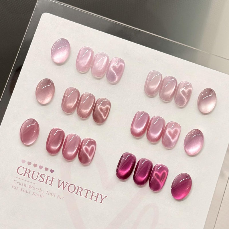 GAOY Pink Cat Eye Gel Nail Polish Set with Magnet 6 Colors, Holography for Valentine's Date Night Nails, Sweet & Spicy DIY Manicure - Image 2