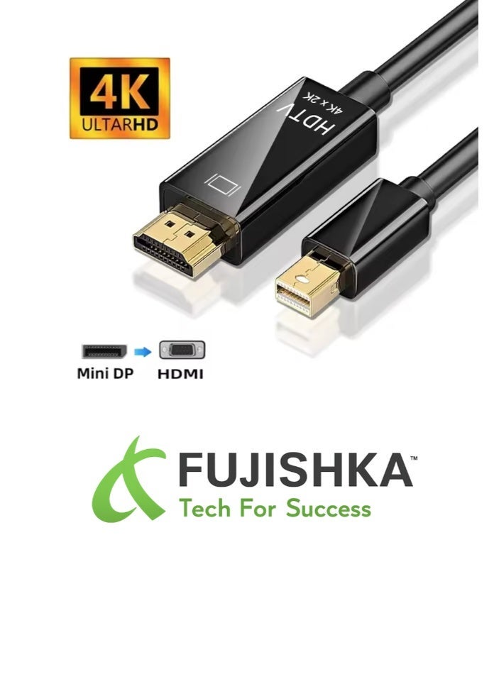 FUJISHKA Mini DisplayPort to HDMI Cable 1.8M, Thunderbolt to HDMI Cord with Optimal Chip Solution for MacBook Air/Pro, Surface Pro/Dock, iMac, Monitor, Projector – 4K - Image 1