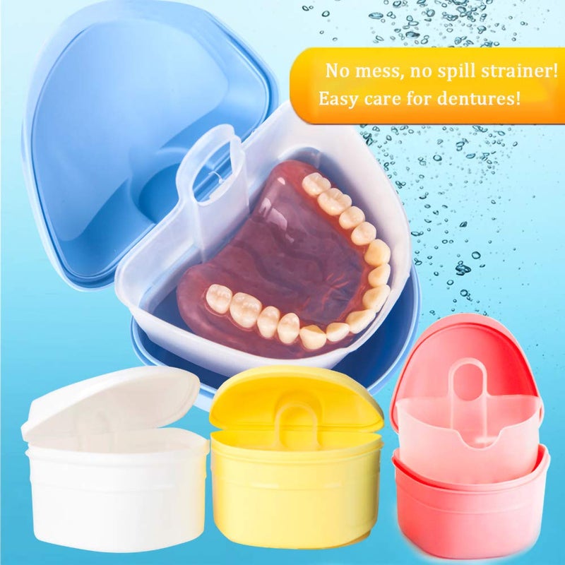 THINKPRICE Denture Bath Box Cup Container Case, Complete Clean Care for Dentures, Clear Braces, False Teeth, Mouth Guard, Night Guard & Retainers,Traveling (Black & White) - Image 5