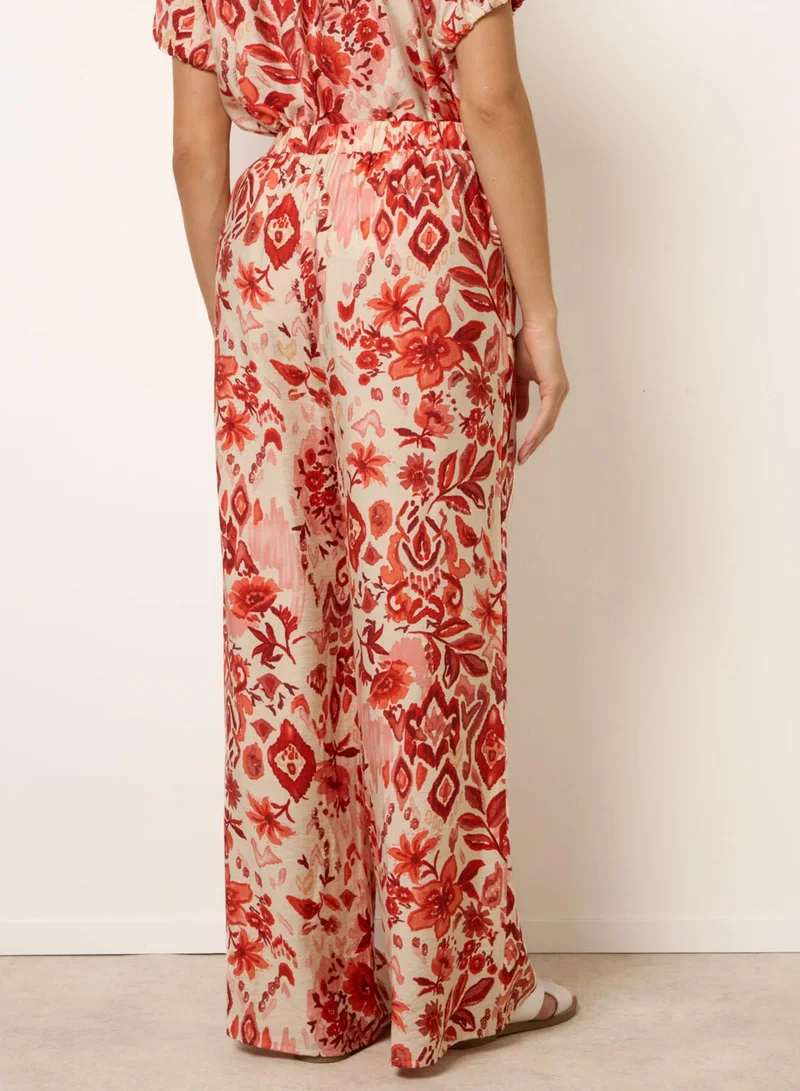 بلو فانيلا Watercolour Floral Printed Wide Leg Trousers
