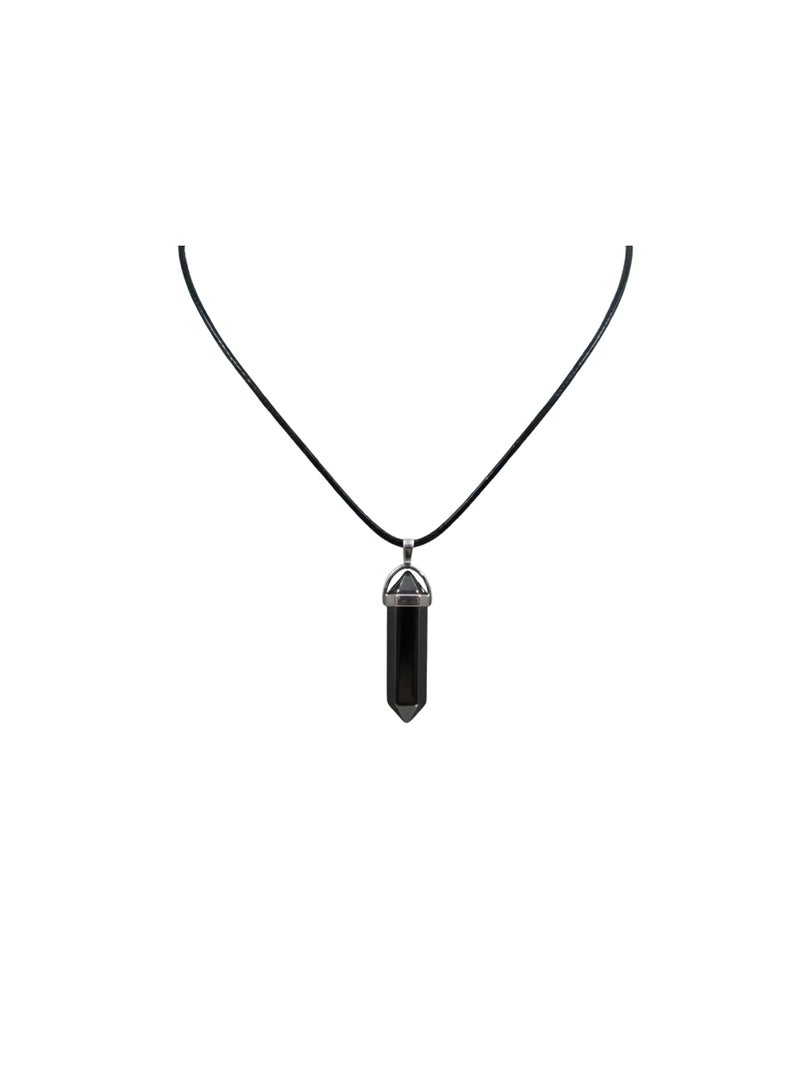 British Fossils Crystal Energy Obsidian Pendant - Image 1