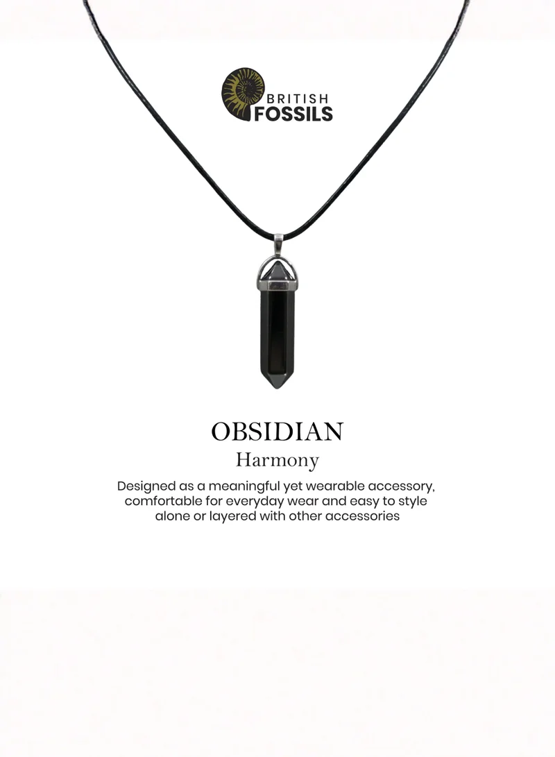 British Fossils Crystal Energy Obsidian Pendant
