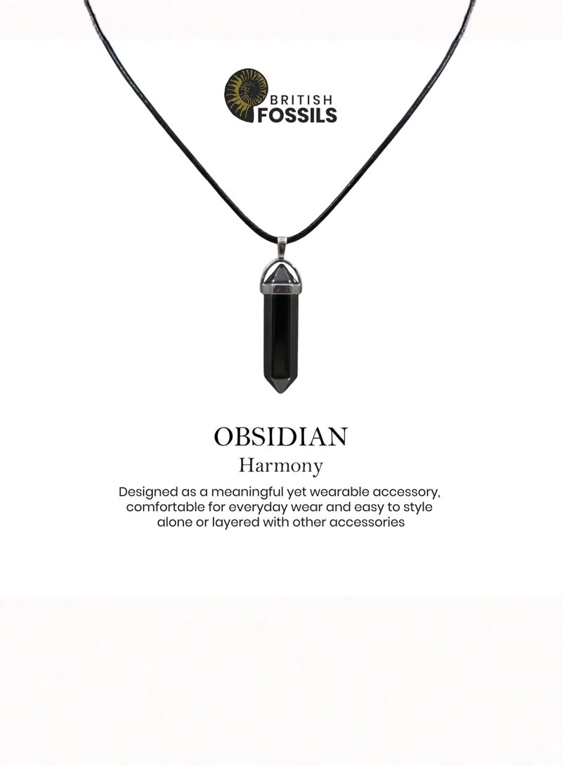 British Fossils Crystal Energy Obsidian Pendant - Image 2