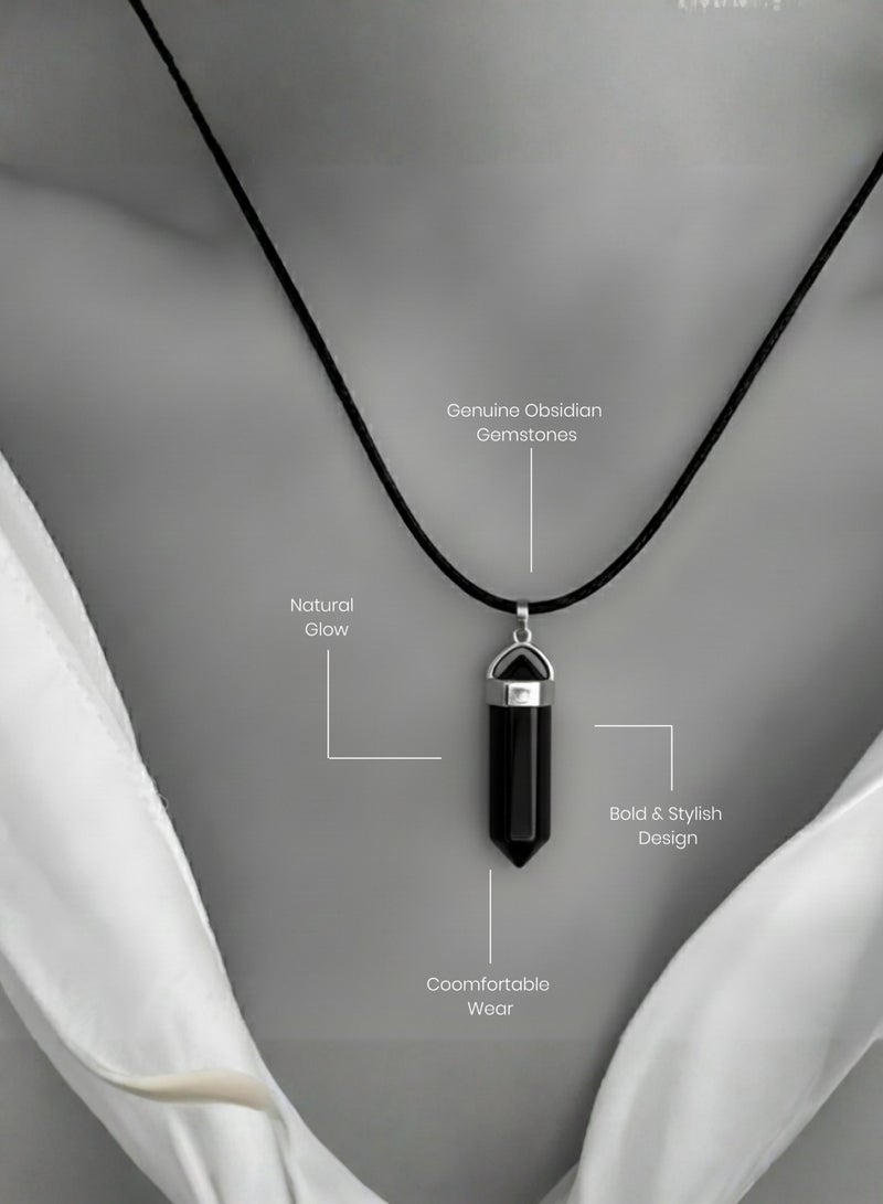 British Fossils Crystal Energy Obsidian Pendant - Image 3