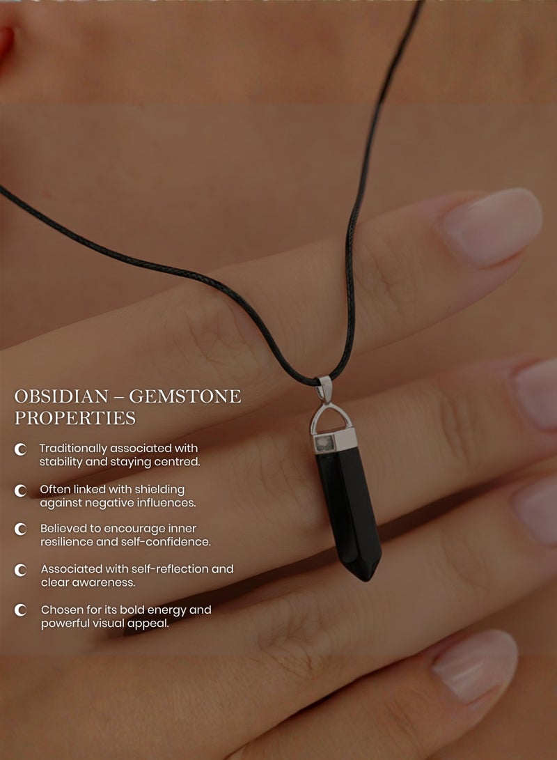 British Fossils Crystal Energy Obsidian Pendant - Image 4