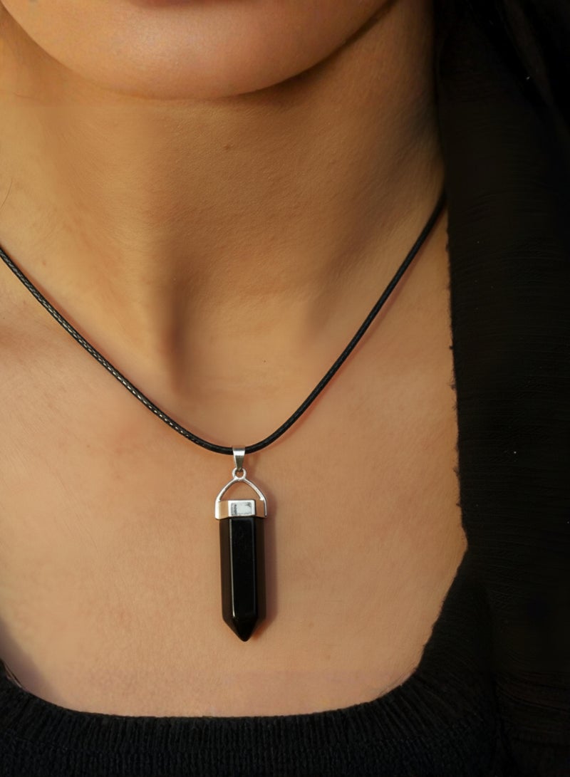 British Fossils Crystal Energy Obsidian Pendant - Image 5