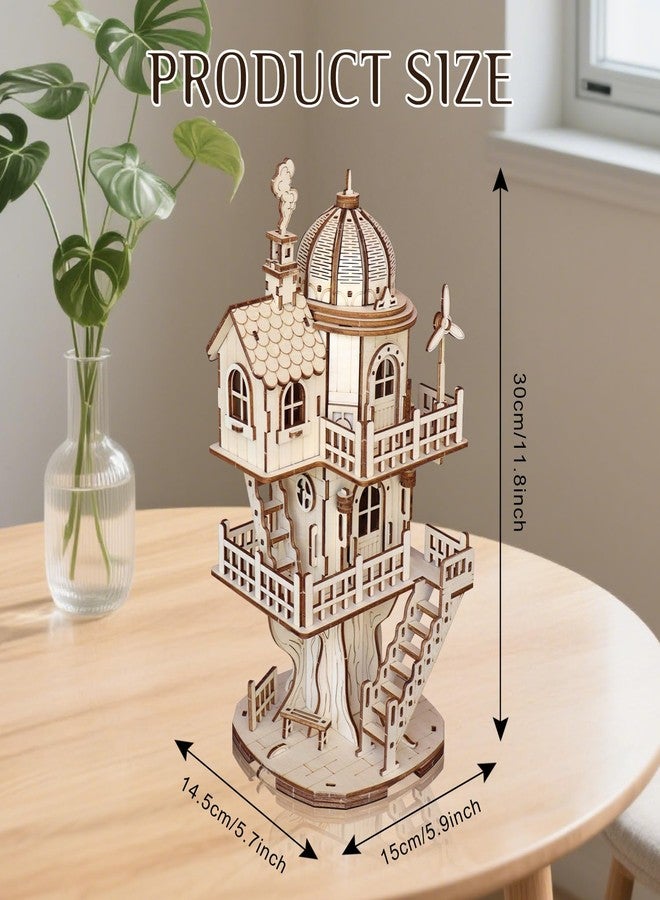 Foyucool 3D Wooden Puzzle for Adults, DIY Circular Treehouse Model, Creative Assembly Model Building for Adults, DIY Assembly Puzzle, Woodcraft Kit for Christmas Day - Image 2