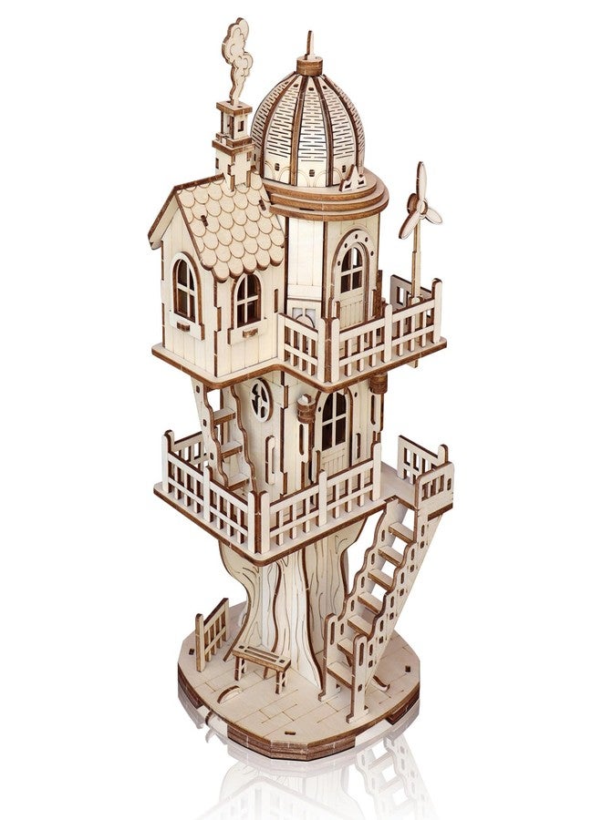 Foyucool 3D Wooden Puzzle for Adults, DIY Circular Treehouse Model, Creative Assembly Model Building for Adults, DIY Assembly Puzzle, Woodcraft Kit for Christmas Day - Image 1