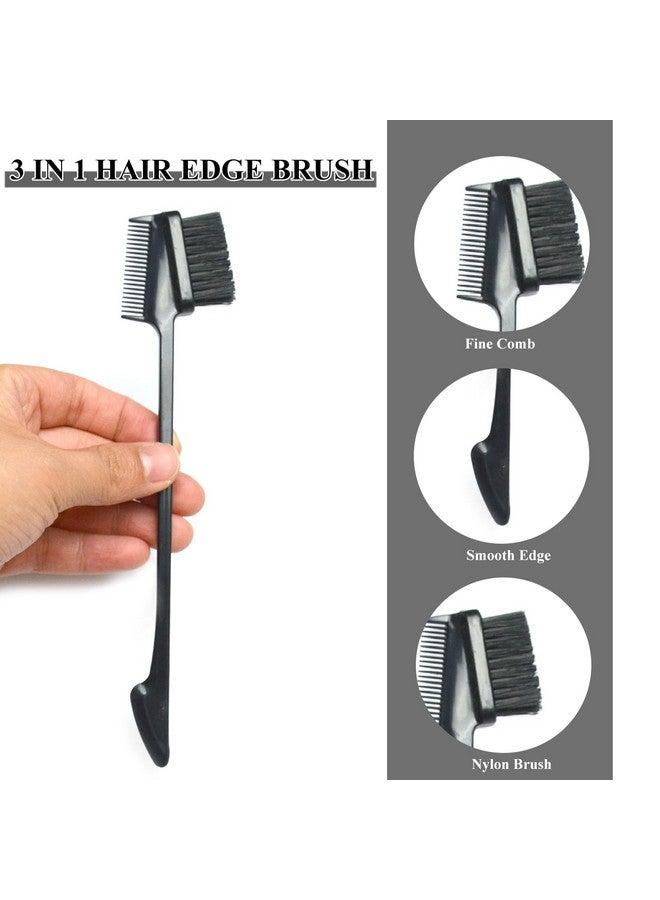 Luwigs Hair Brushes, Double Side Edge Control Hair Brush Set Of 2 - 3-In-1 Comb Grooming Tool For Women Girls Beauty Natural Styling Hair Edge Eyebrow Brushes, Black, Boar Bristles, Oblong - Image 3