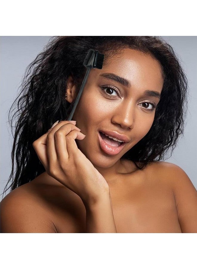 Luwigs Hair Brushes, Double Side Edge Control Hair Brush Set Of 2 - 3-In-1 Comb Grooming Tool For Women Girls Beauty Natural Styling Hair Edge Eyebrow Brushes, Black, Boar Bristles, Oblong - Image 2