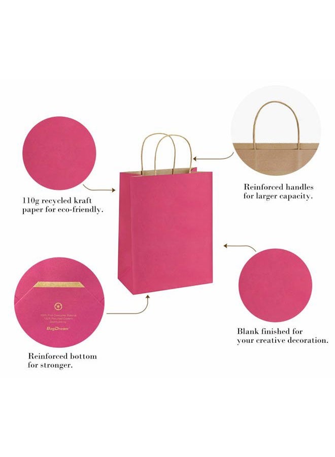 BagDream Hot Pink Gift Bags 8x4.25x10.5 25Pcs Paper Bags, Paper Gift Bags with Handles, Paper Shopping Bags Kraft Bags Party Bags Retail Merchandise Bags - Image 5
