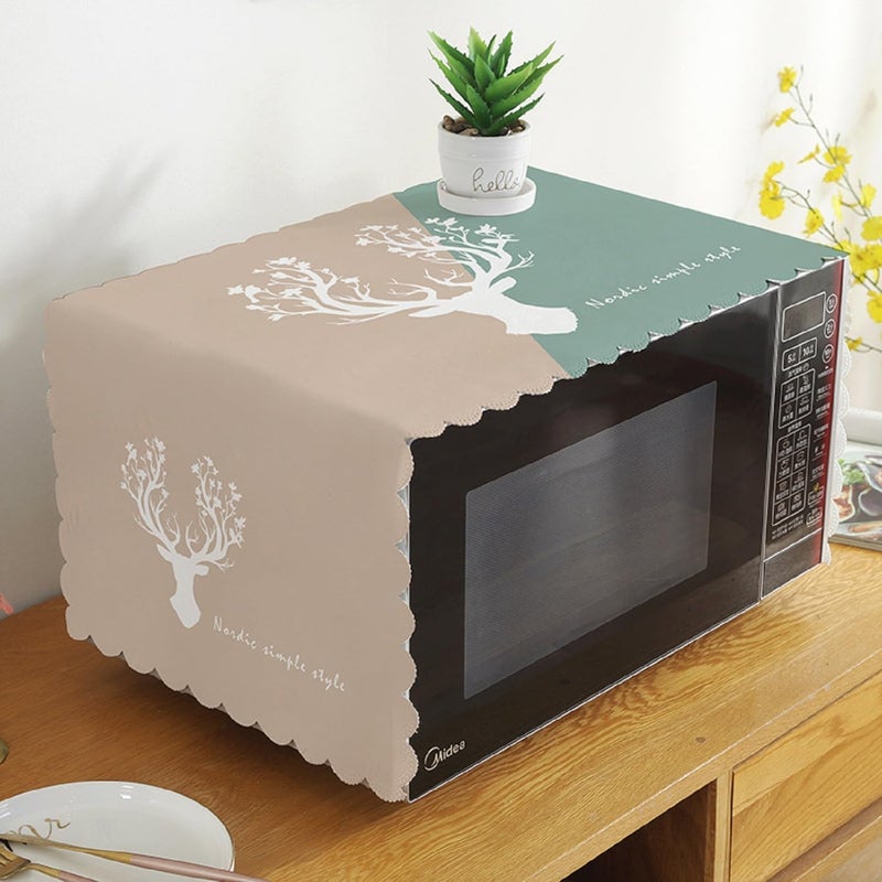 AIMERS DustProof Microwave Oven Cover for Kitchen Decor Durable Modern Design Kitchen Accessories 100 35cm Beige Deer - Image 1