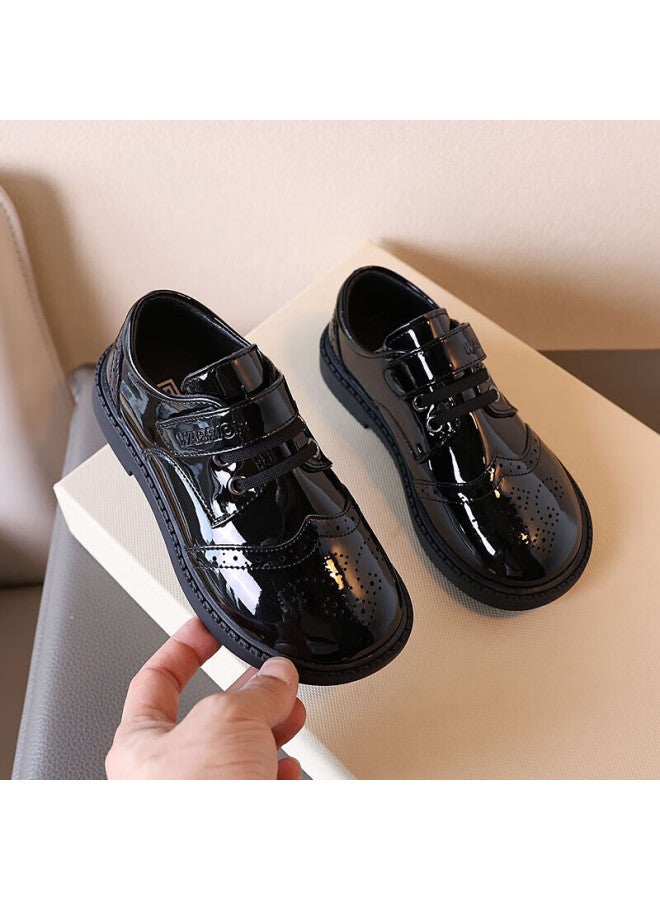 Children's Leather Shoes, School Shoes For Older Kids, British Style Shiny Performance Shoes, Wpd(wz)-0228, Black, Size 29 - Image 1