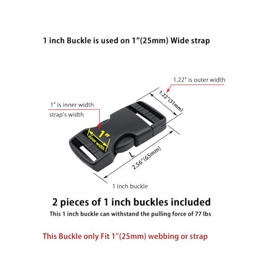 Baitoo Side Release Buckles,Heavy Duty Dual Adjustable Plastic Buckle Snaps Clips 1 Inch Backpack Belt Buckle Replacement 2 Packs - Image 3
