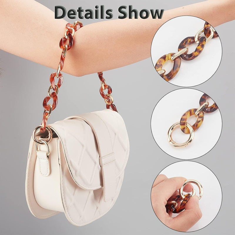 comfrt 2pcs Resin Bag Chain Strap, 15.3 Inch Flat Purse Chain Handle Handbag Clutch Bag Chain Replacement Crossbody Decoration Chain DIY Bag Accessories for Shoulder Bag Clutches Pouches - Image 3