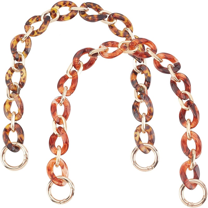 comfrt 2pcs Resin Bag Chain Strap, 15.3 Inch Flat Purse Chain Handle Handbag Clutch Bag Chain Replacement Crossbody Decoration Chain DIY Bag Accessories for Shoulder Bag Clutches Pouches - Image 1