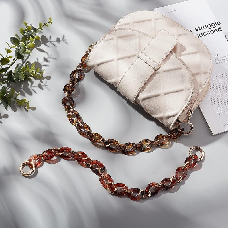 comfrt 2pcs Resin Bag Chain Strap, 15.3 Inch Flat Purse Chain Handle Handbag Clutch Bag Chain Replacement Crossbody Decoration Chain DIY Bag Accessories for Shoulder Bag Clutches Pouches - Image 5