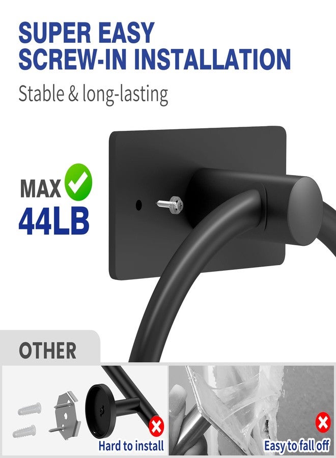 Hoousuper 7 Piece Bathroom Hardware Set, Bathroom Towel Holder Set Wall Mounted, Matte Black Bathroom Accessories Set SUS 304 Stainless Steel, 16" Bath Towel Bar with Towel Ring,6.3" Paper Holder and 4 Hooks - Image 2
