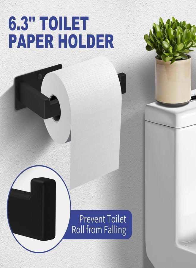 Hoousuper 7 Piece Bathroom Hardware Set, Bathroom Towel Holder Set Wall Mounted, Matte Black Bathroom Accessories Set SUS 304 Stainless Steel, 16" Bath Towel Bar with Towel Ring,6.3" Paper Holder and 4 Hooks - Image 5