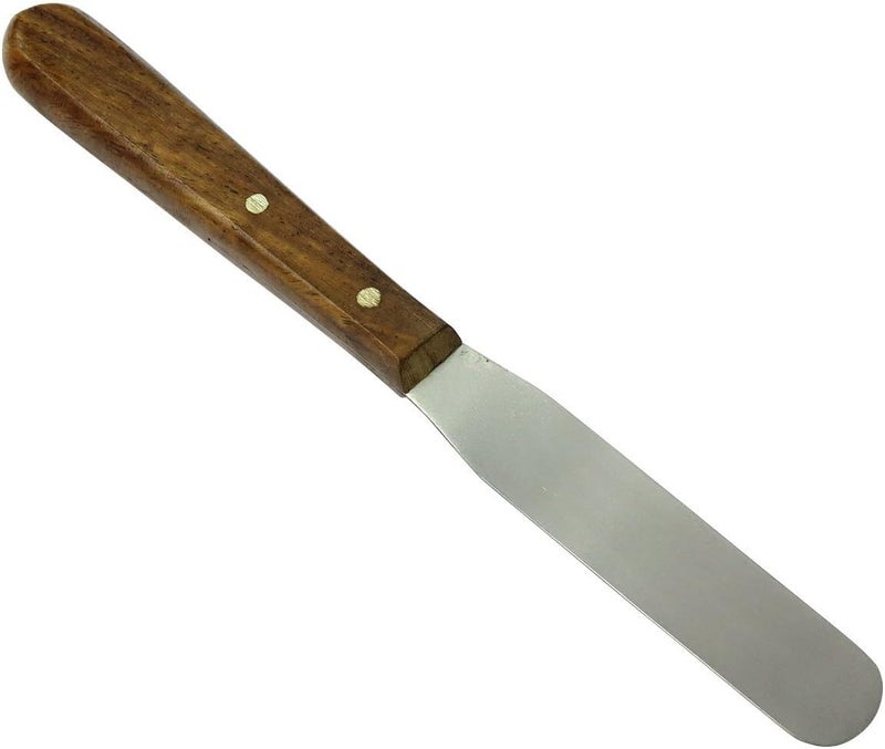 HTS 316S7 7" Small Wood Handle Stainless Steel Palette Knife - Image 1