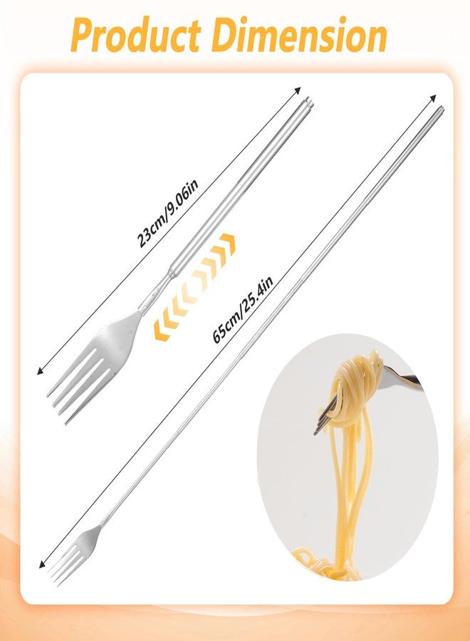 MBAIYO 4 Pcs Extendable Forks, 9 to 25.4 Inch Adjustable Stainless Steel Long Fork for Dinner Pasta Dessert Salad Fruit Dessert - Image 2