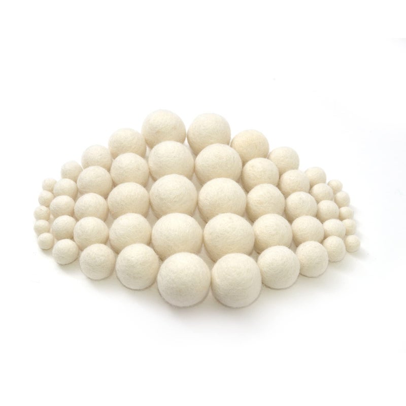 Glaciart One Wool Felt Balls Felt Ball 50 Pieces Mixed Sizes from 1 to 3 Centimeters Handmade Felted Pure White Color  Bulk Small Puff for Felting and Garland