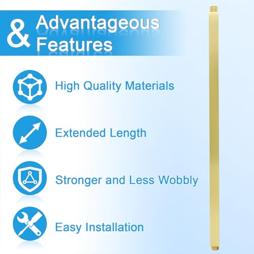 Drettyer Shower Arm with Flange 24 Inches Ceiling Mount Square Straight Extender Extension Pipe Replacement, Extra Long Shower Arm For Fixed Rain Shower Head or High Ceiling,Brushed Gold - Image 2