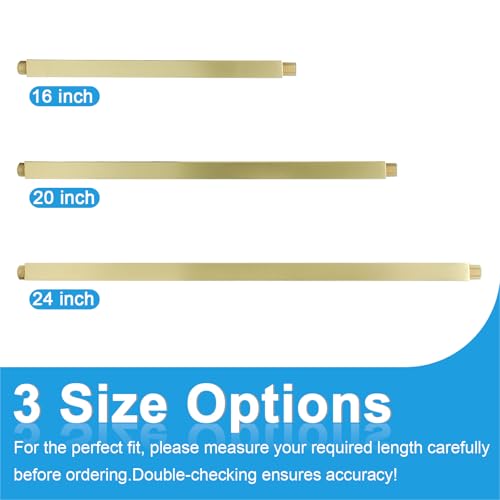 Drettyer Shower Arm with Flange 24 Inches Ceiling Mount Square Straight Extender Extension Pipe Replacement, Extra Long Shower Arm For Fixed Rain Shower Head or High Ceiling,Brushed Gold - Image 5