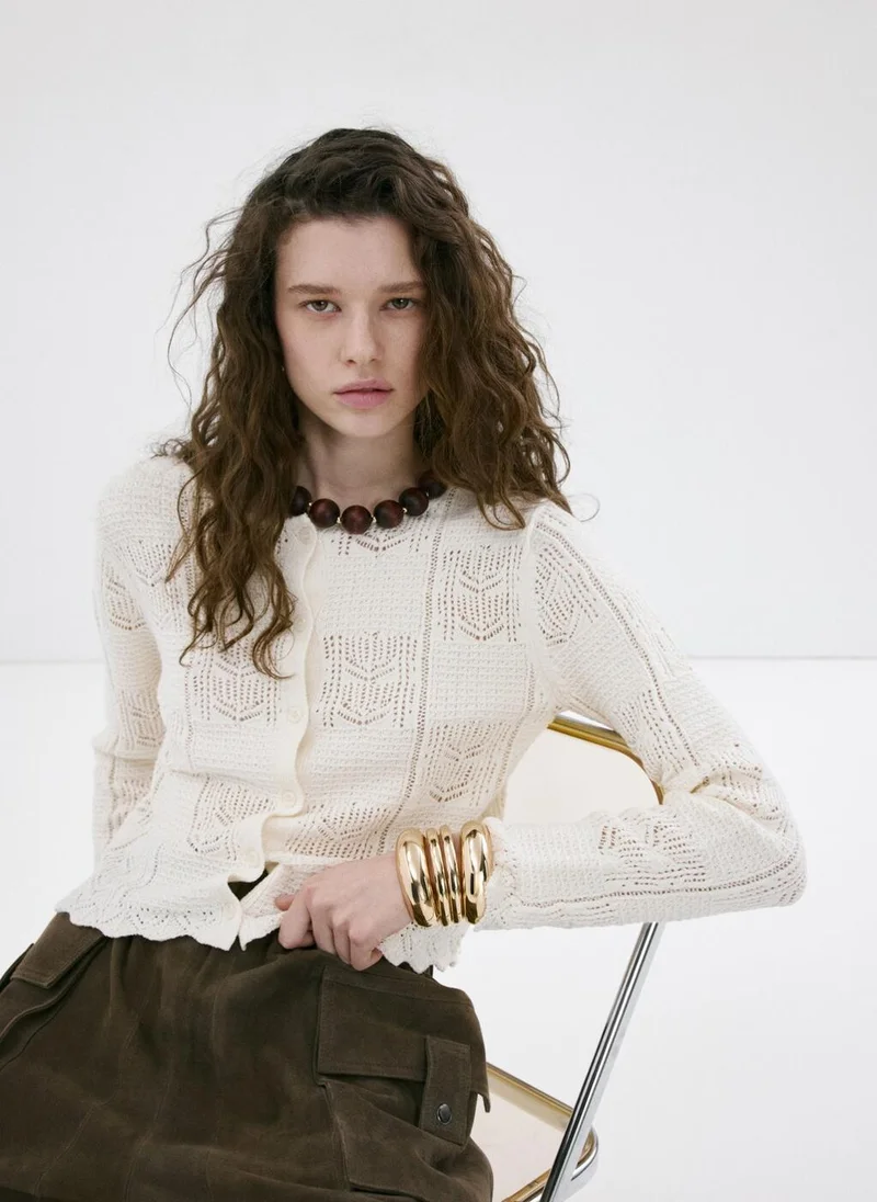 MANGO  Openwork detail knit cardigan for Women | Best Price UAE